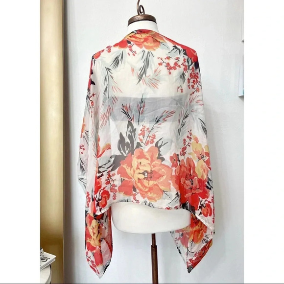 WINTER KATE Silk Sheer Floral Kimono M - Picture 7 of 8
